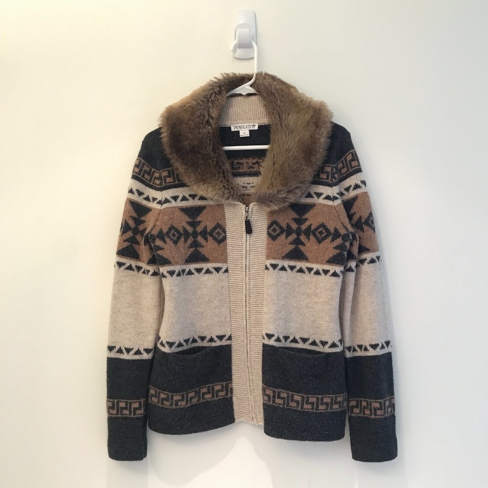 Size Small PENDLETON Women's Wool/Alpaca Vintage Zip Up Cardigan